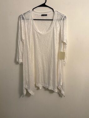 Nally & Millie White Scoop Neck Long Sleeve Top so soft babydoll top L/XL